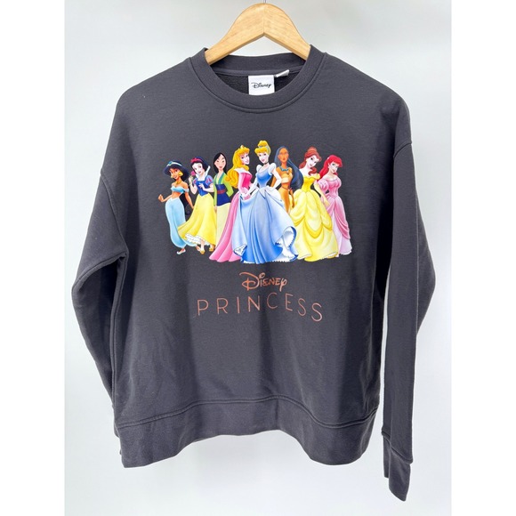 Disney Tops - Disney Princess Sweatshirt Womens S Gray Cinderella Belle Ariel Graphic Crewneck